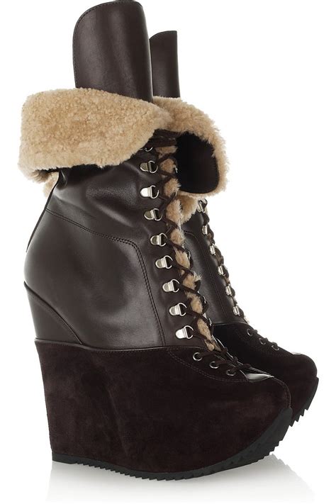 ysl shearling boots|YSL saint laurent boots.